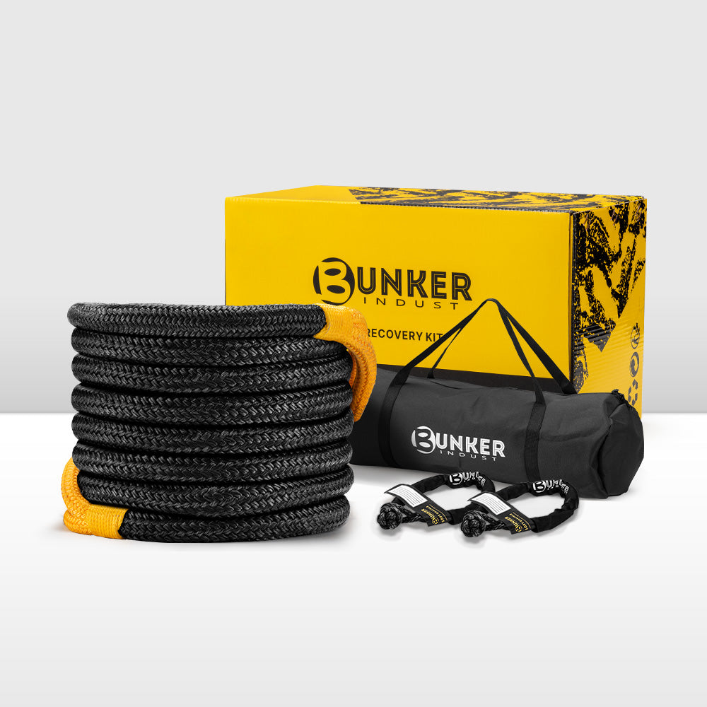 Bunker Indust 9M Kinetic Recovery Rope 15,422kg Snatch Strap Soft Shackle