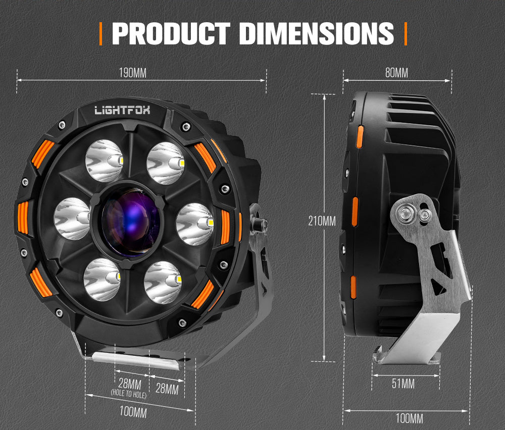 Pair 7inch Osram Laser LED Driving Lights 1Lux @ 2,226m 11,285Lumens