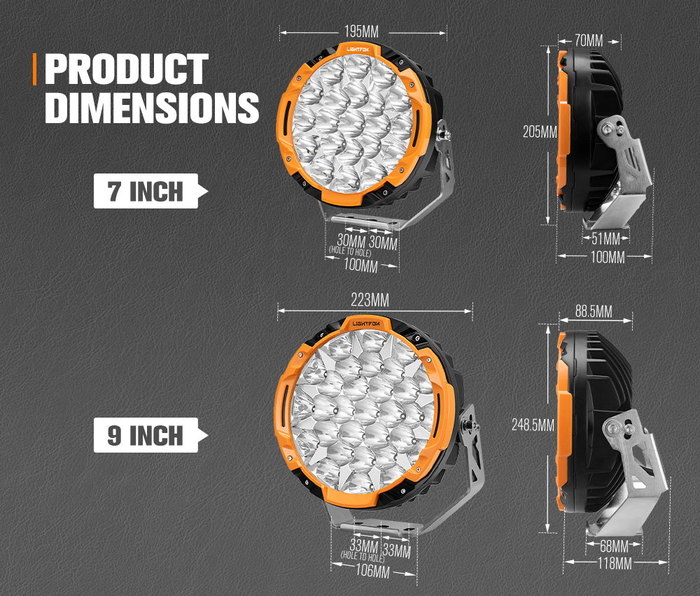 LIGHTFOX 7 inch+9 inch Osram LED Driving Lights