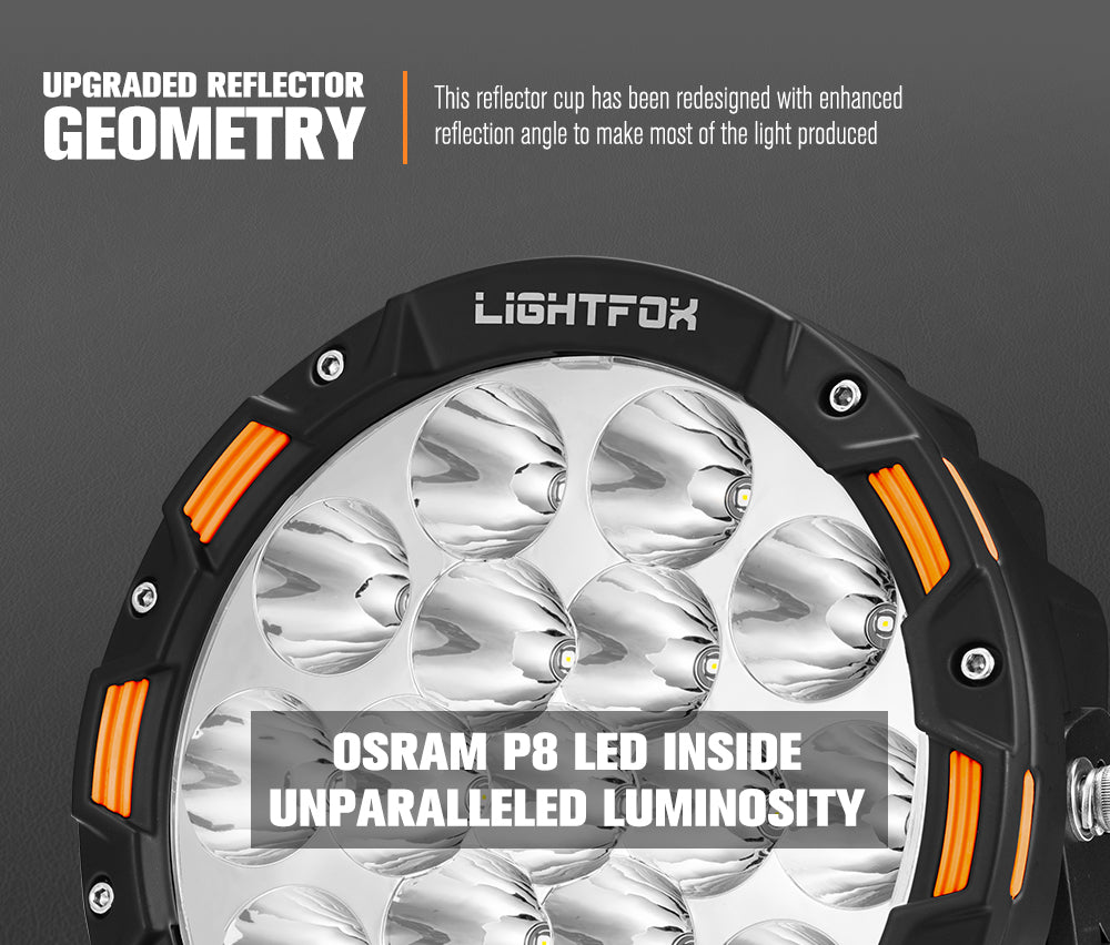 LIGHTFOX 7inch OSRAM LED Driving Spot Lights 1Lux@816m(Pair) 12,603Lumens