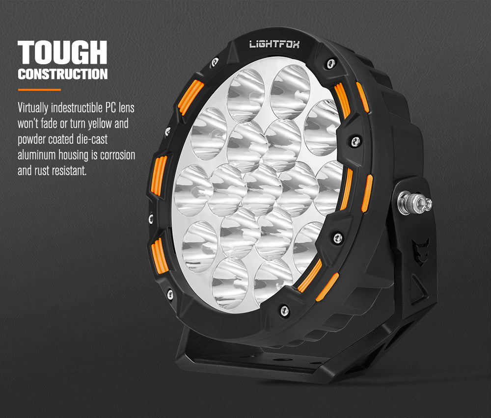 LIGHTFOX 7inch OSRAM LED Driving Spot Lights 1Lux@816m(Pair) 12,603Lumens