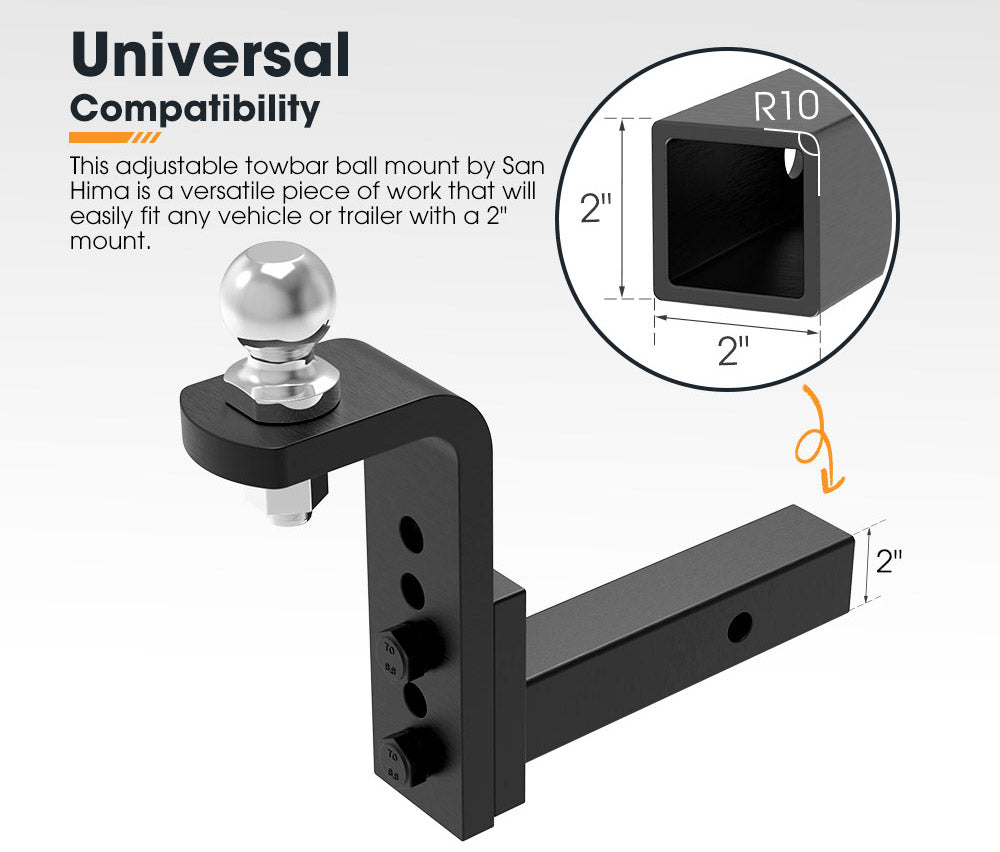 Adjustable Drop Towbar Tow Bar Ball Mount Tongue 2 inch Hitch