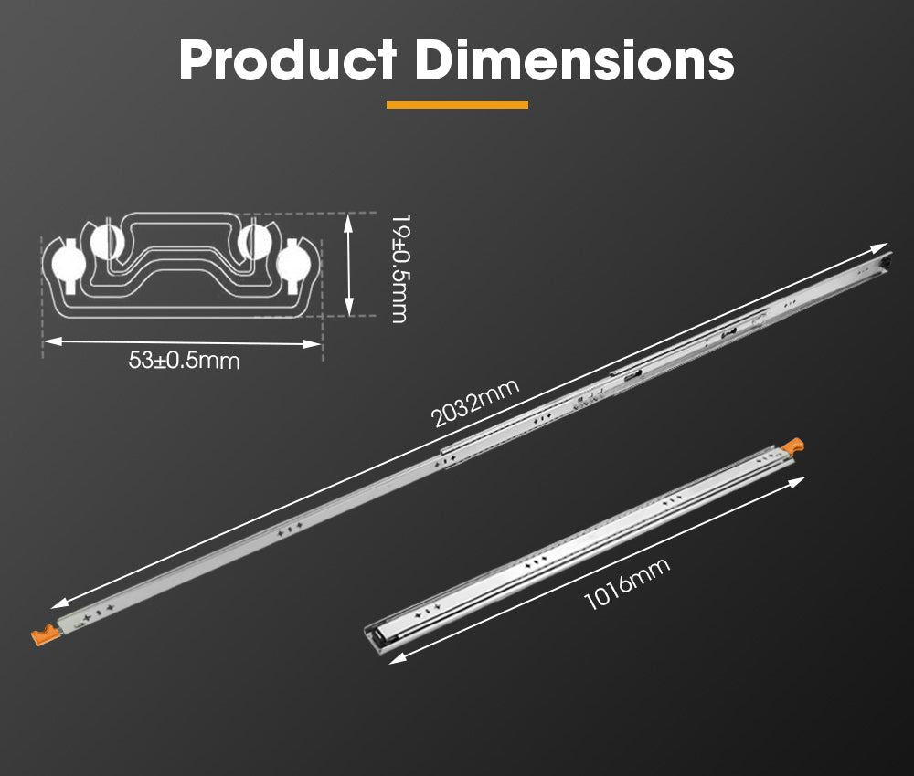 125KG Pair Locking Drawer Slides 1016mm Runners Trailer Draw Full Extension 4WD