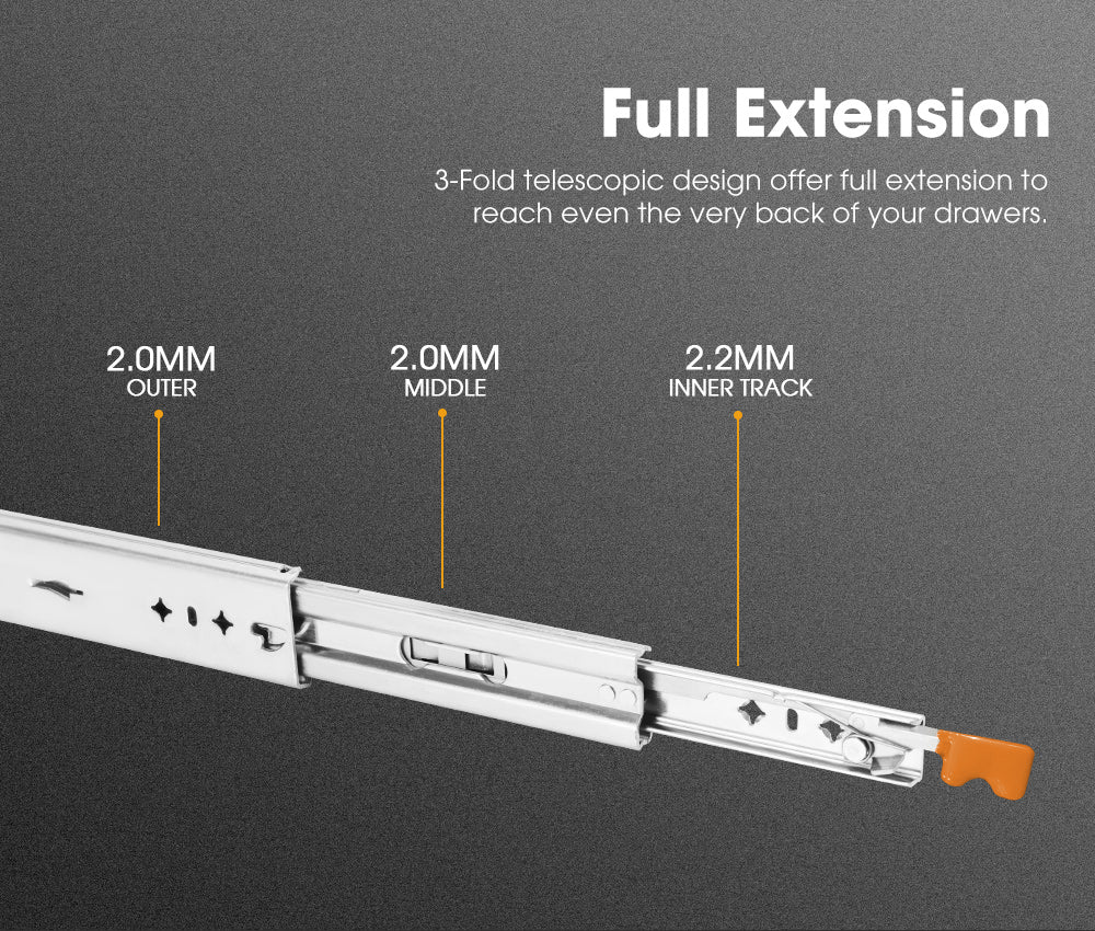 125KG Pair Locking Drawer Slides 400mm Runners Trailer Draw Full Extension 4WD