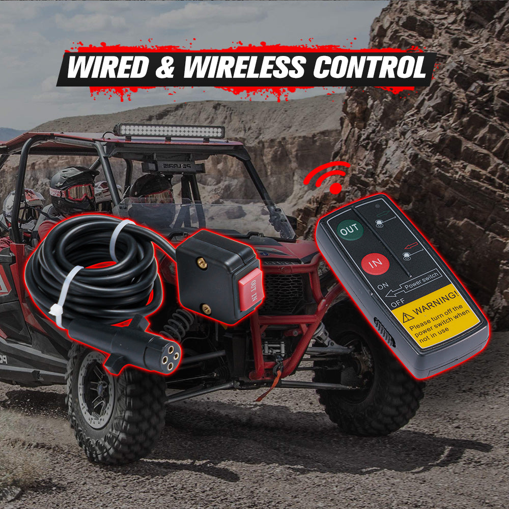 FIERYRED Electric Winch 12V Boat 5500LBS Steel Cable Wireless Remote ATV UTV 4WD