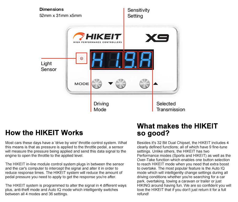 HIKEIT-X9  Electronic Throttle Controller fit Ford Ranger PX3 MKIII 2018-ON