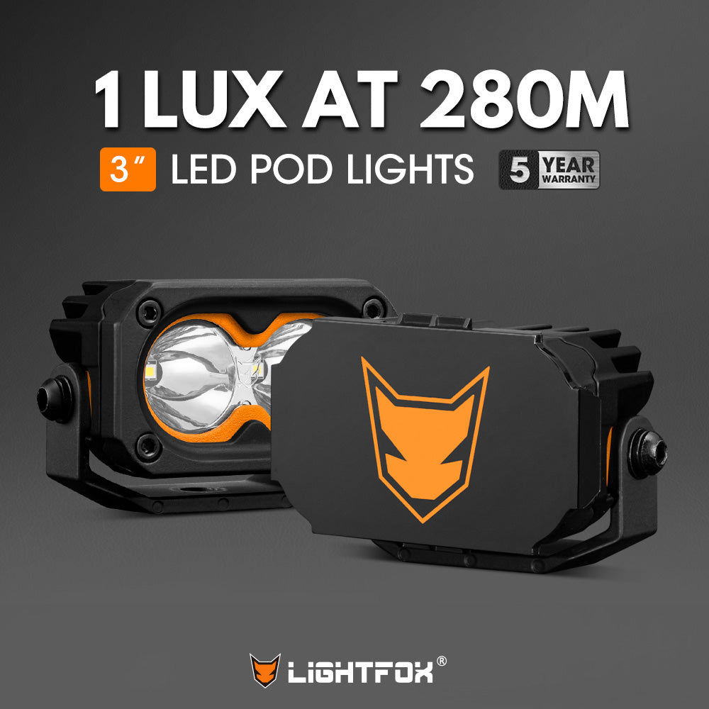 LIGHTFOX Pair 3inch Cygnus-2 Osram LED Pod Lights 1Lux@280m 2,026LM