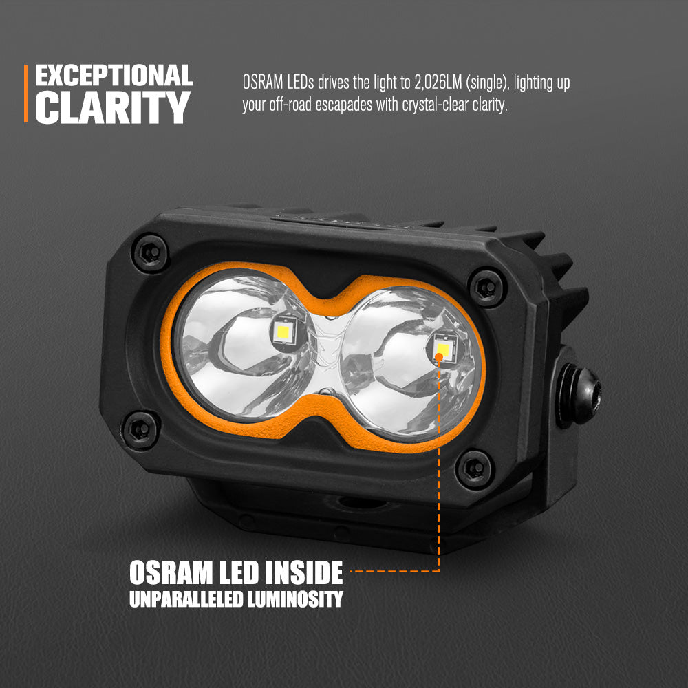 LIGHTFOX Pair 3inch Cygnus-2 Osram LED Pod Lights 1Lux@280m 2,026LM