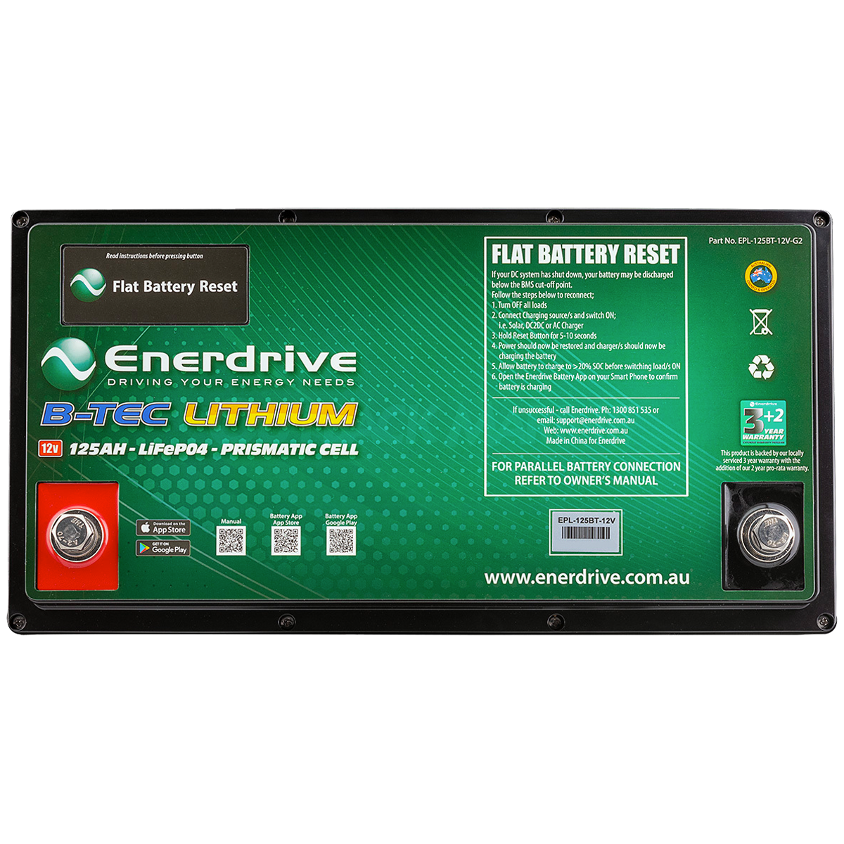 ENERDRIVE B-TEC 125AMP / 12V LIFEPO4 Battery GEN2