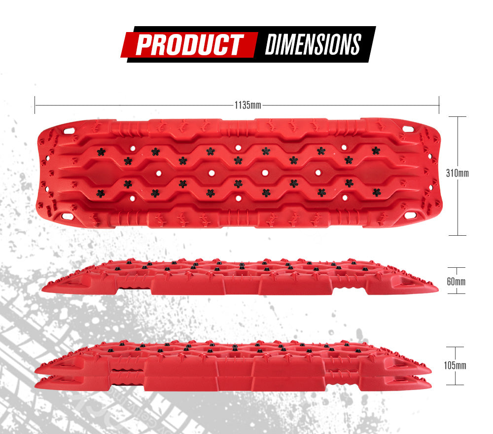 FIERYRED Recovery Tracks 15 Tons Red + Mounting Pins Truck Roof Rack