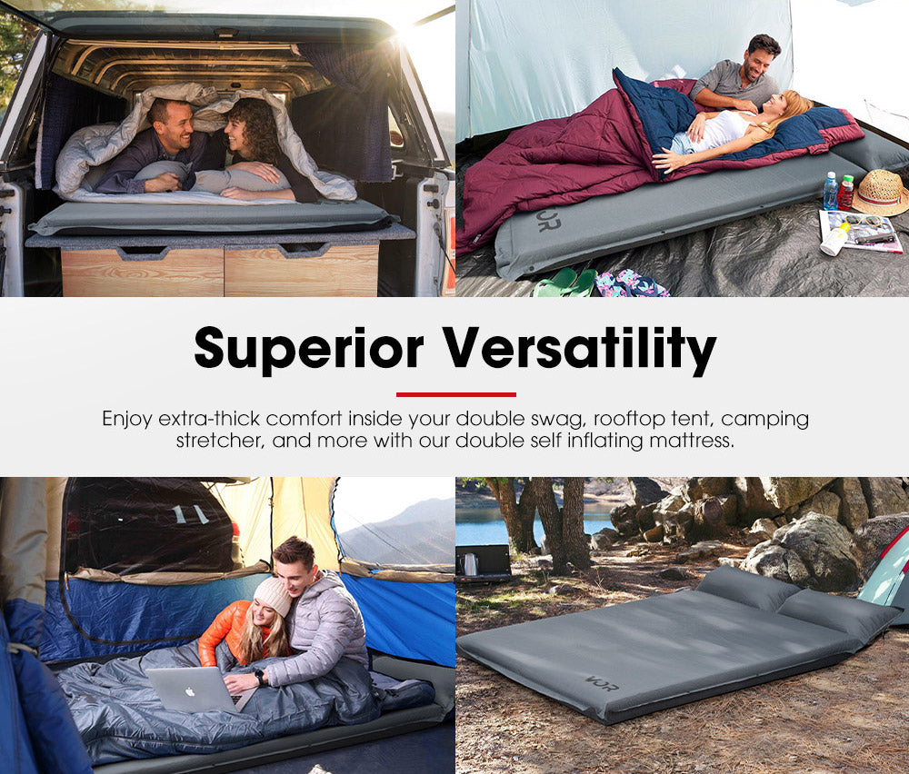 VOR Self Inflating Mattress 10cm Camping Sleeping Mat Outdoor Air Bed Double