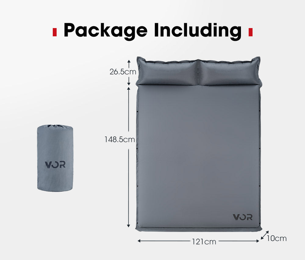 VOR Self Inflating Mattress 10cm Camping Sleeping Mat Outdoor Air Bed Double