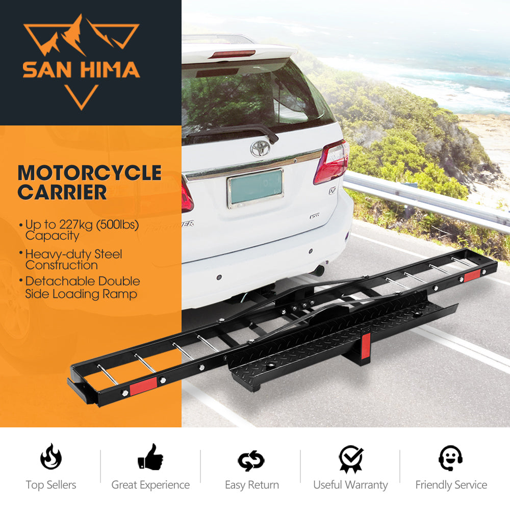 Steel Motorcycle Carrier Motorbike Rack Dirt Bike Ramp 2″ Towbar Steel