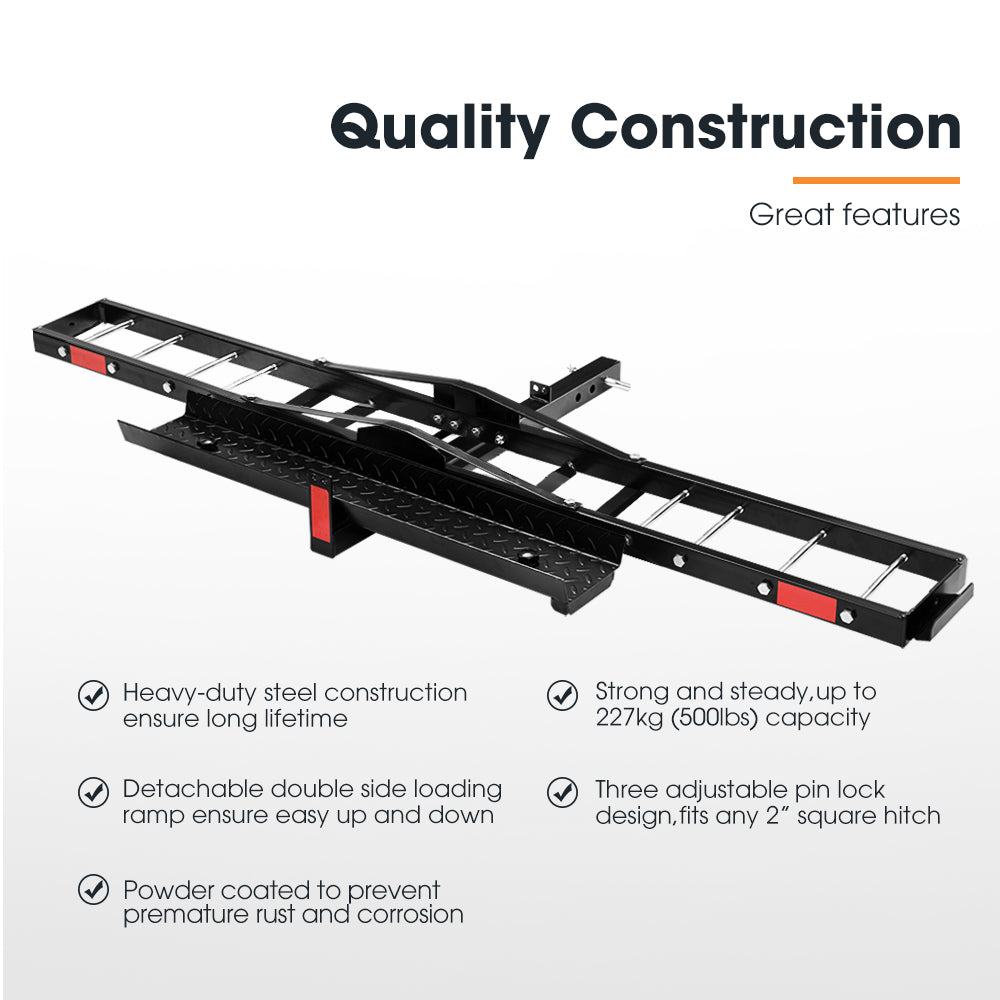 Steel Motorcycle Carrier Motorbike Rack Dirt Bike Ramp 2″ Towbar Steel