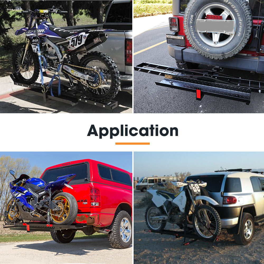 Steel Motorcycle Carrier Motorbike Rack Dirt Bike Ramp 2″ Towbar Steel