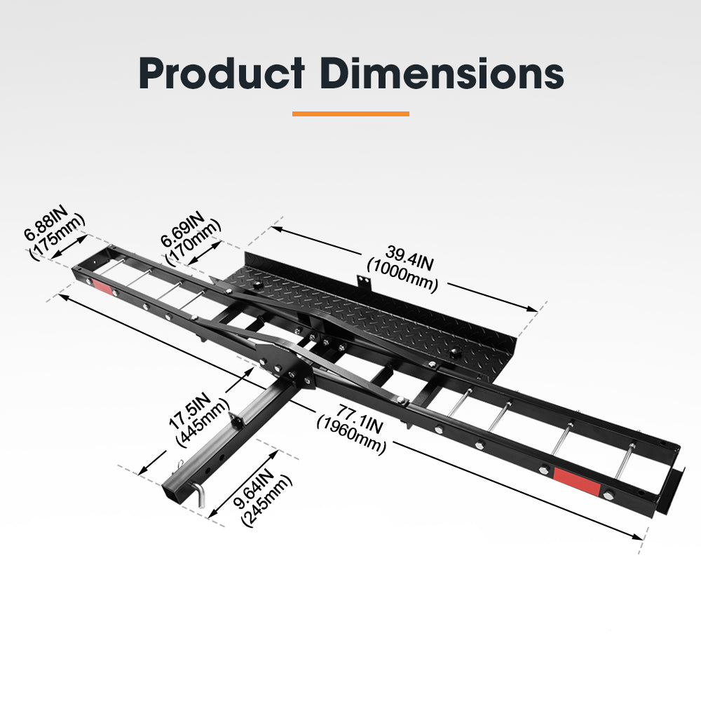 Steel Motorcycle Carrier Motorbike Rack Dirt Bike Ramp 2″ Towbar Steel