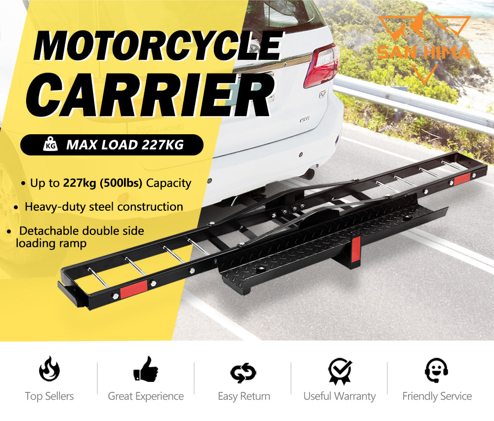 Steel Motorcycle Carrier Motorbike Rack Dirt Bike Ramp 2″ Towbar Steel