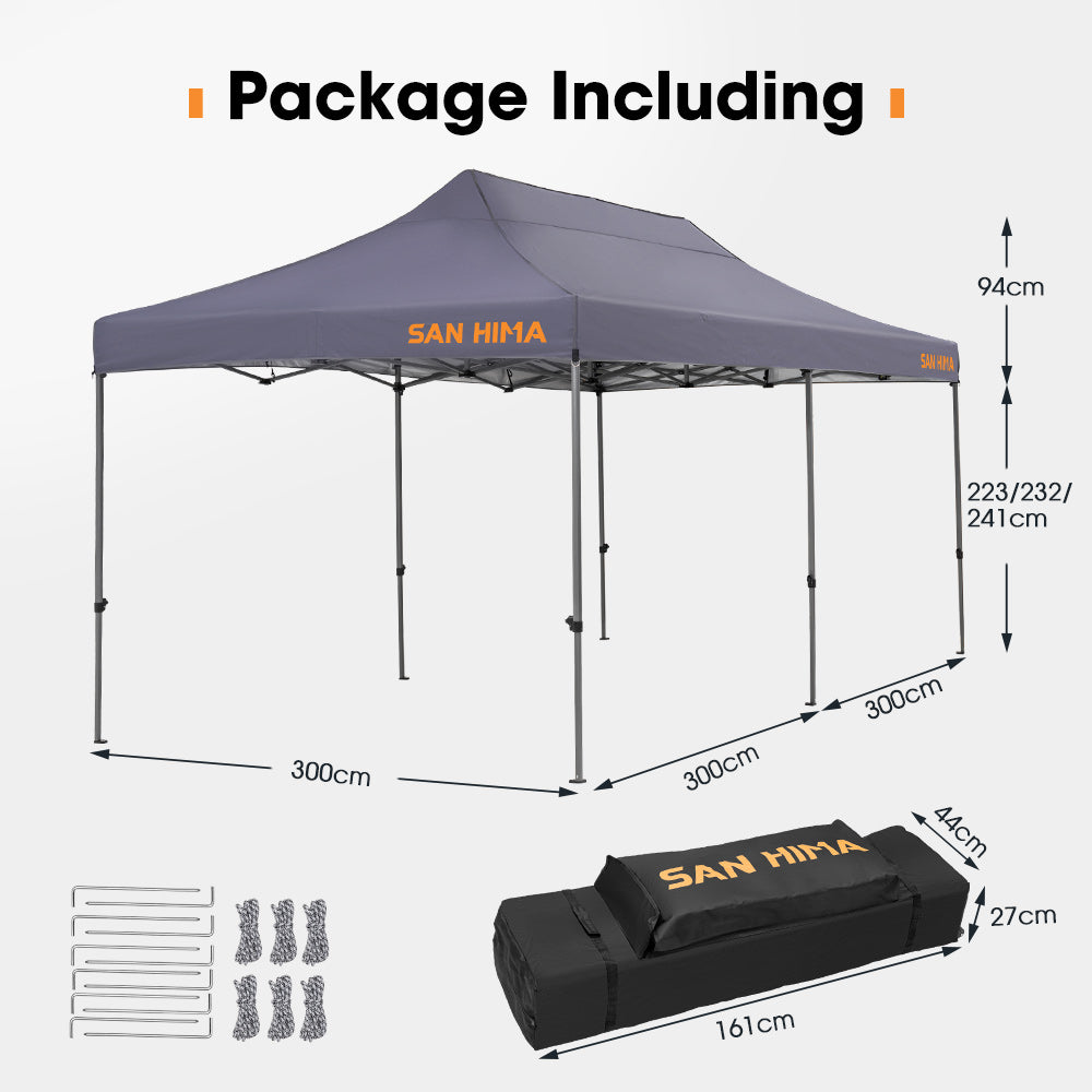 San Hima 3m x 6m Gazebo Portable Folding Pop Up Heavy Duty Steel Frame Camping