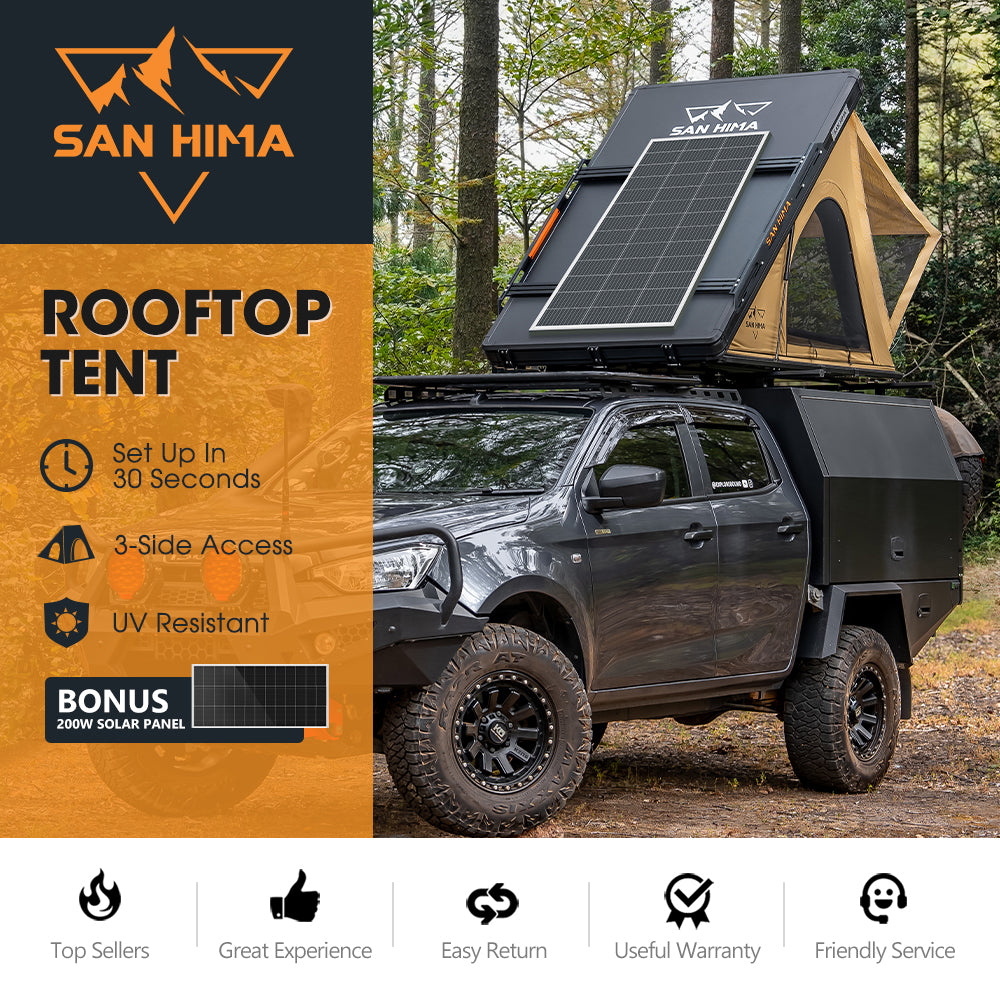 San Hima kalbarri Lite Rooftop Tent Hardshell + Ladder & Rack+200W Solar Panel