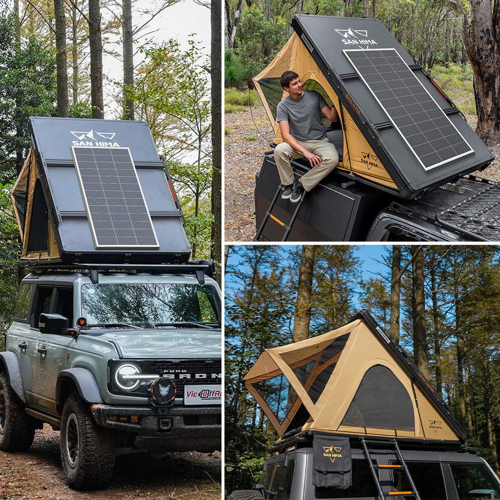 San Hima kalbarri Lite Rooftop Tent Hardshell + Ladder & Rack+200W Solar Panel