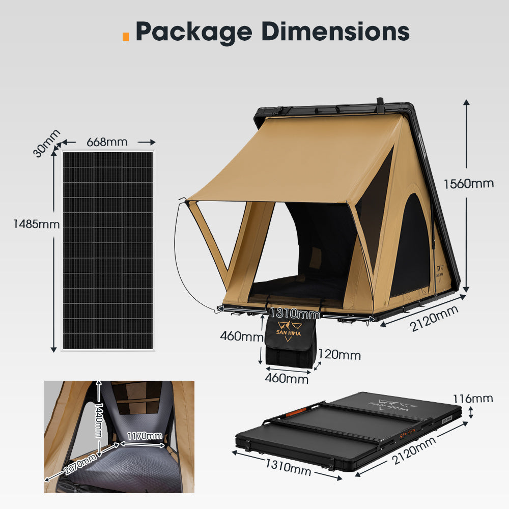 San Hima kalbarri Lite Rooftop Tent Hardshell + Ladder & Rack+200W Solar Panel