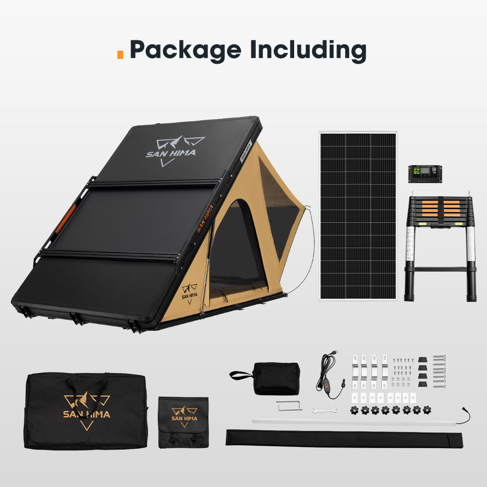 San Hima kalbarri Lite Rooftop Tent Hardshell + Ladder & Rack+200W Solar Panel