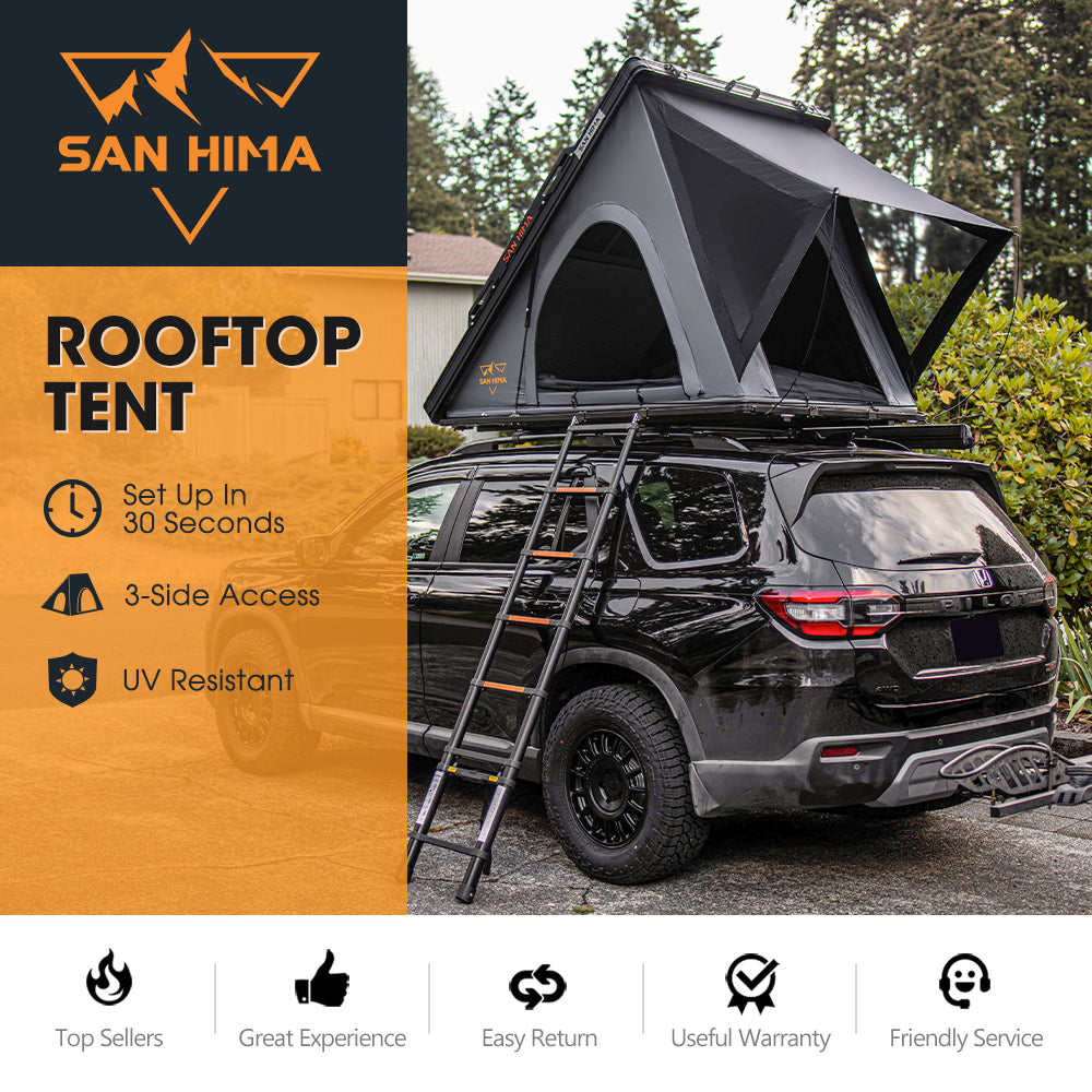 San Hima Kalbarri Lite Rooftop Tent Hardshell With Ladder & Rack Camping Grey