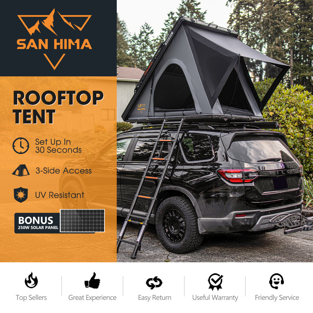 San Hima kalbarri Lite Rooftop Tent Hardshell Grey+250W Solar Panel+Ladder&Rack