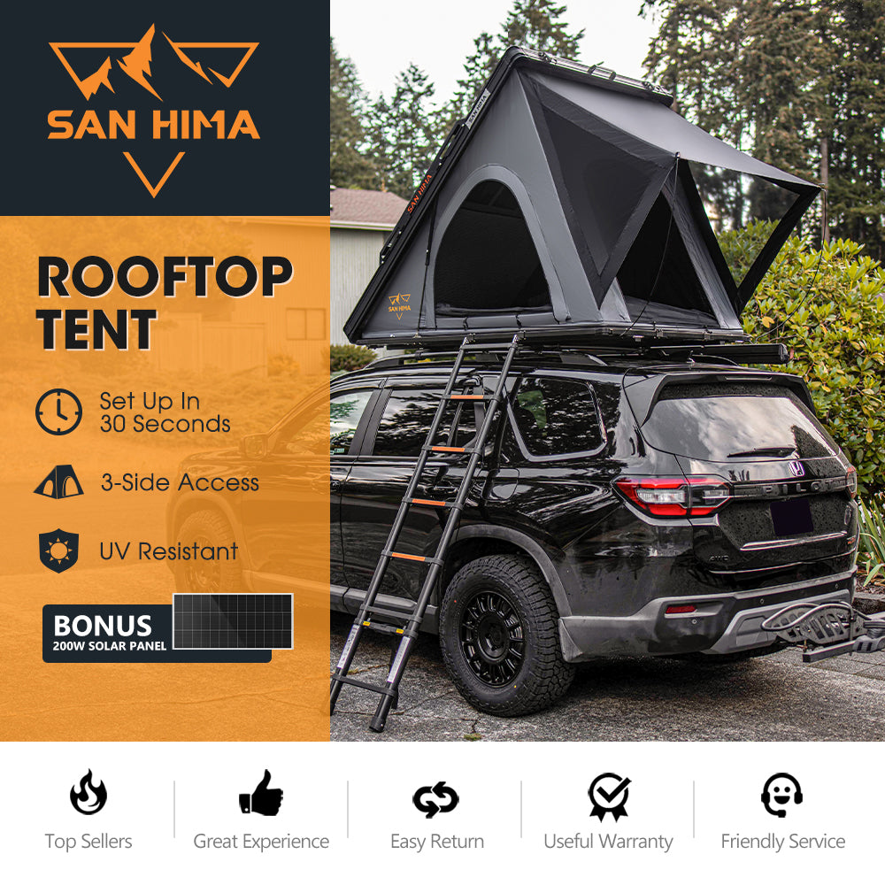 San Hima Kalbarri Lite Rooftop Tent Hardshell Grey+200W Solar Panel+Ladder&Rack