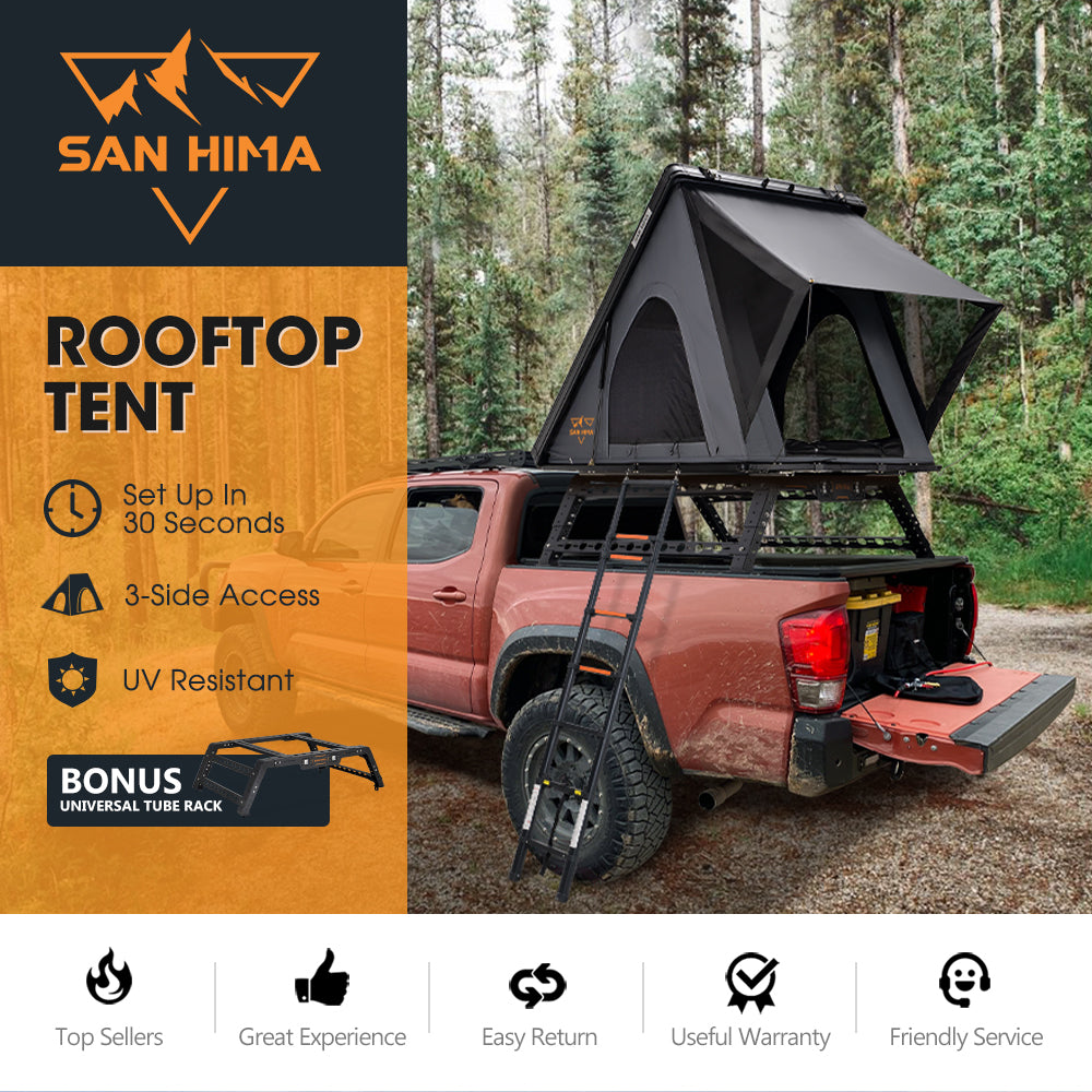 San Hima Kalbarri Lite Rooftop Tent Hardshell Grey + Universal Ute Tub Rack