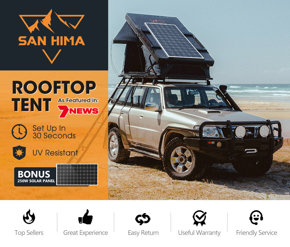 San Hima Kalbarri X Rooftop Tent Hardshell With Ladder 4x4 + 250W Solar Panel