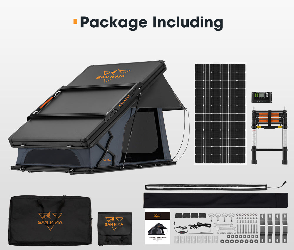 San Hima Kalbarri X Rooftop Tent Hardshell With Ladder 4x4 + 250W Solar Panel