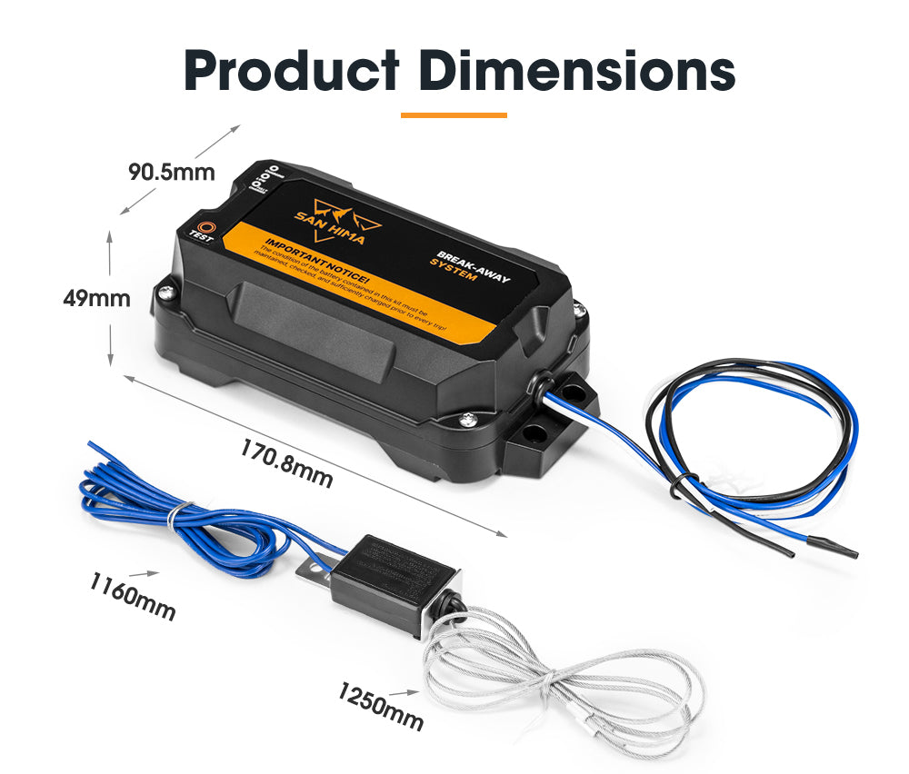 San Hima 12V Break Away System with Battery & Switch Electric Trailer Breakaway