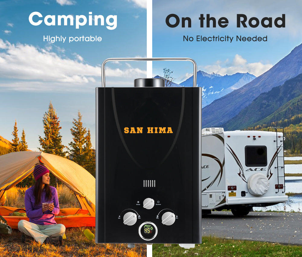 SAN HIMA Portable Gas Hot Water Heater System Caravan Outdoor Camping Shower 8L