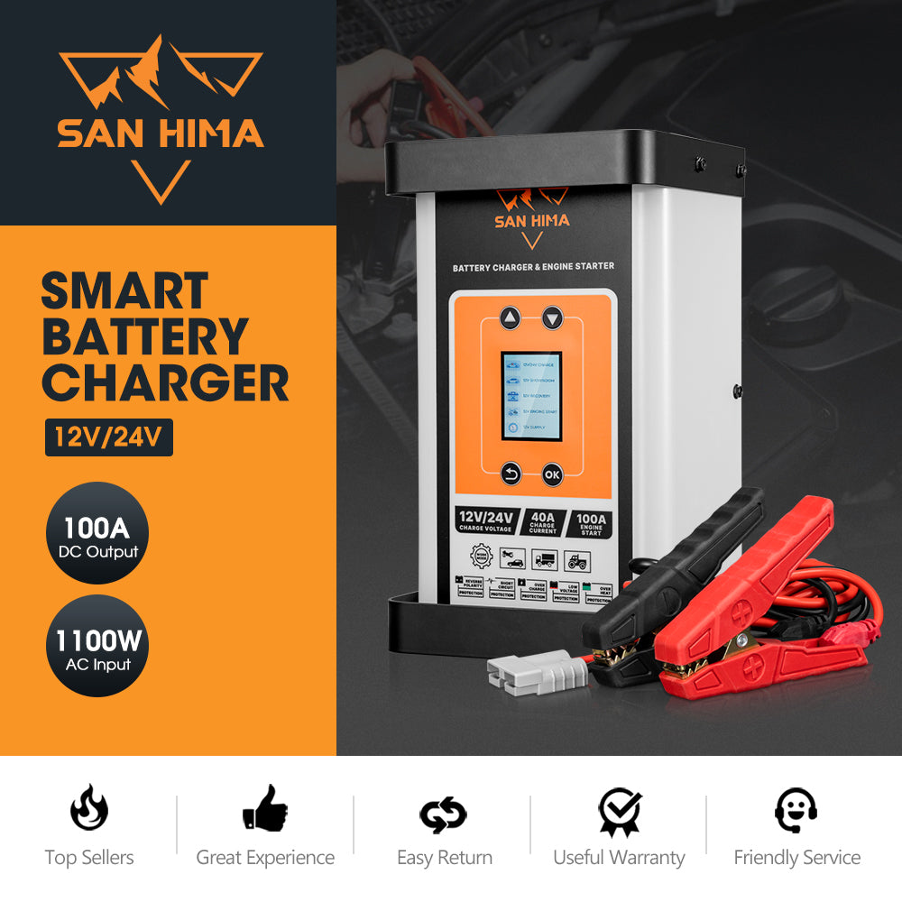 San Hima 40A Smart Battery Charger & Engine Starter For LiFePo4 AGM Lead Acid