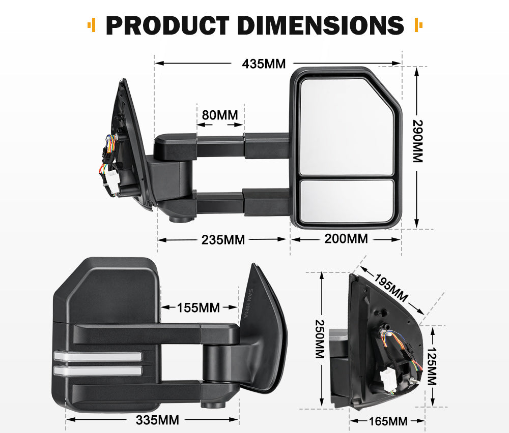 SAN HIMA Extendable Towing Mirrors Gen2 for Holden Colorado RG MY2013-MY20 with Indicator