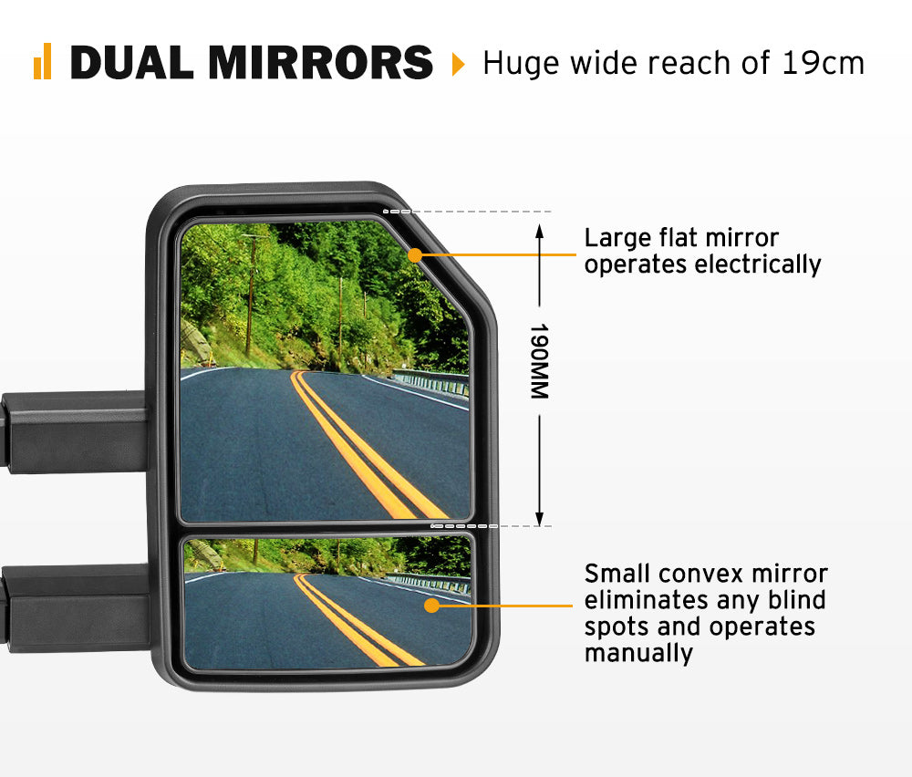 San Hima Pair Extendable Towing Mirrors Gen2 for Holden Trailblazer 2016-On