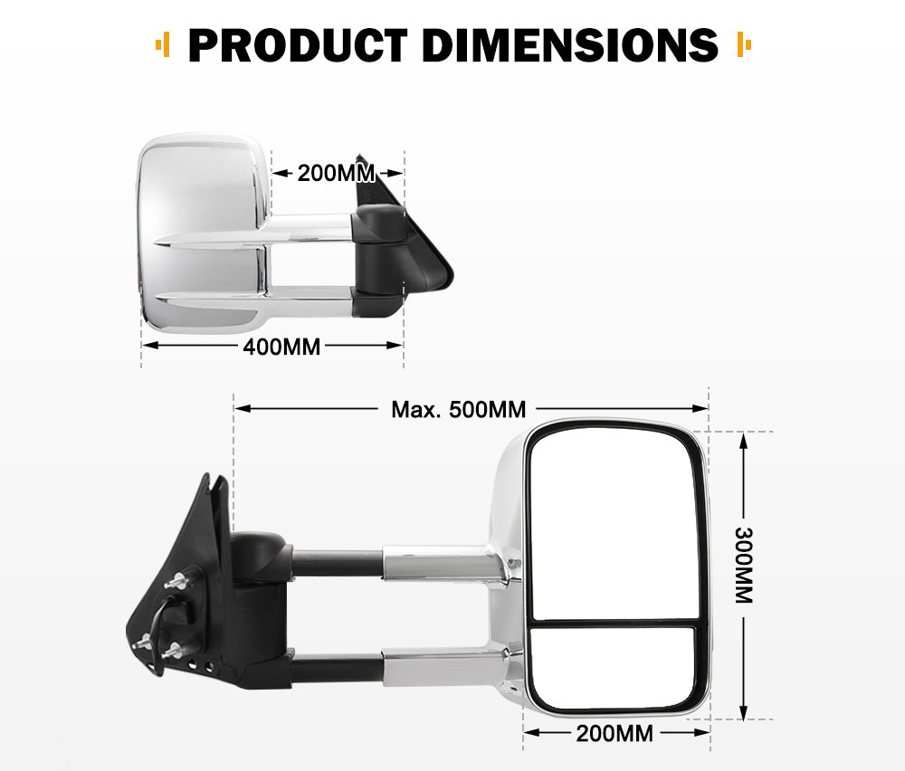 Pair Extendable Towing Mirrors Gen1 for Nissan Patrol GU Y61 1997- 2016