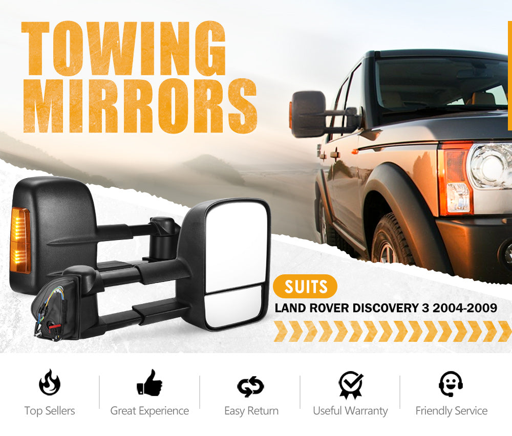 Pair Extendable Towing Mirrors for Land Rover Discovery 3 2004-2009