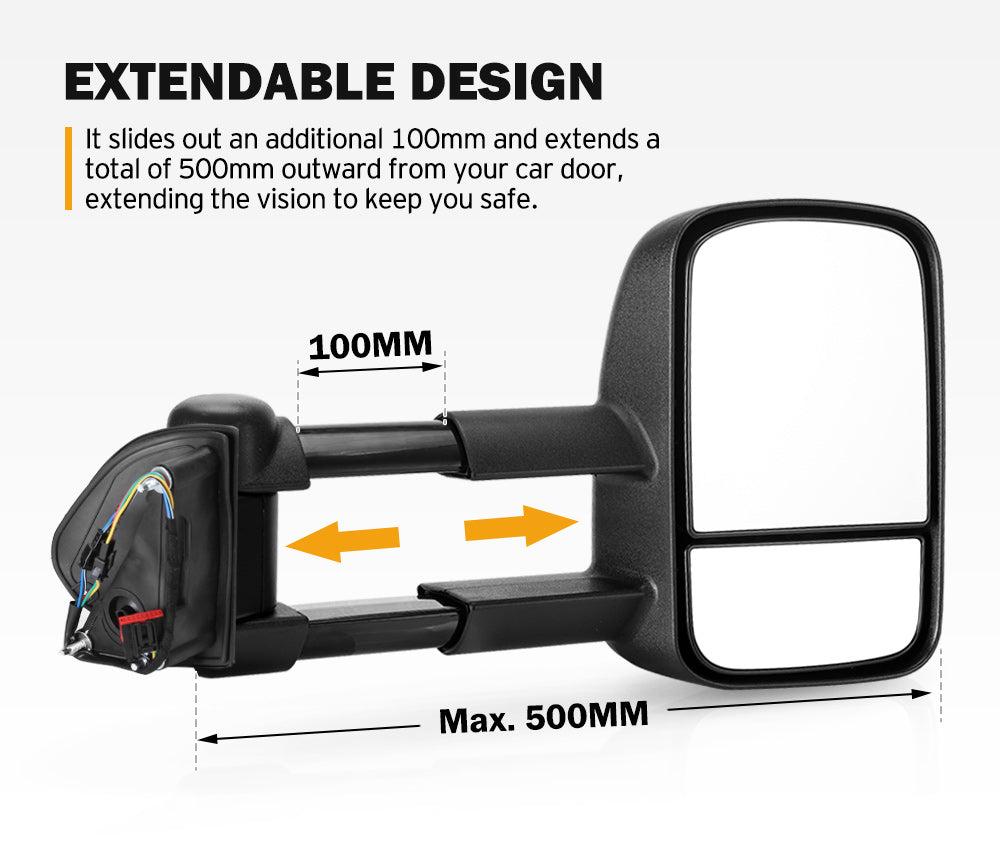 Pair Extendable Towing Mirrors for Land Rover Discovery 3 2004-2009