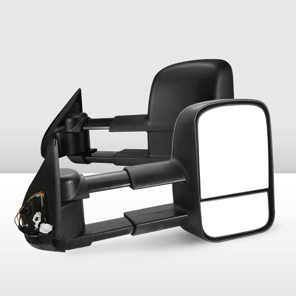 Pair Extendable Towing Mirrors for Gen1 Mitsubishi Triton MQ/MR 2015 - ON Black