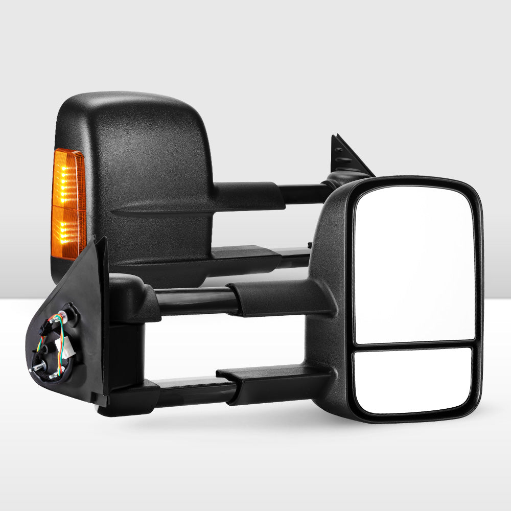 Pair Extendable Towing Mirrors for Toyota HILUX 2015-ON N80 Black