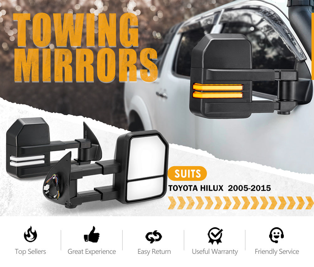 SAN HIMA Extendable Towing Mirrors Gen2 for Toyota HILUX 2005-2015 N70