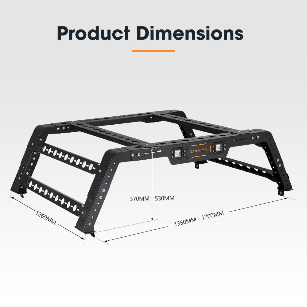 SAN HIMA Universal Ute Tub Rack 3mm Powder coated Steel Adjustable DIY Install