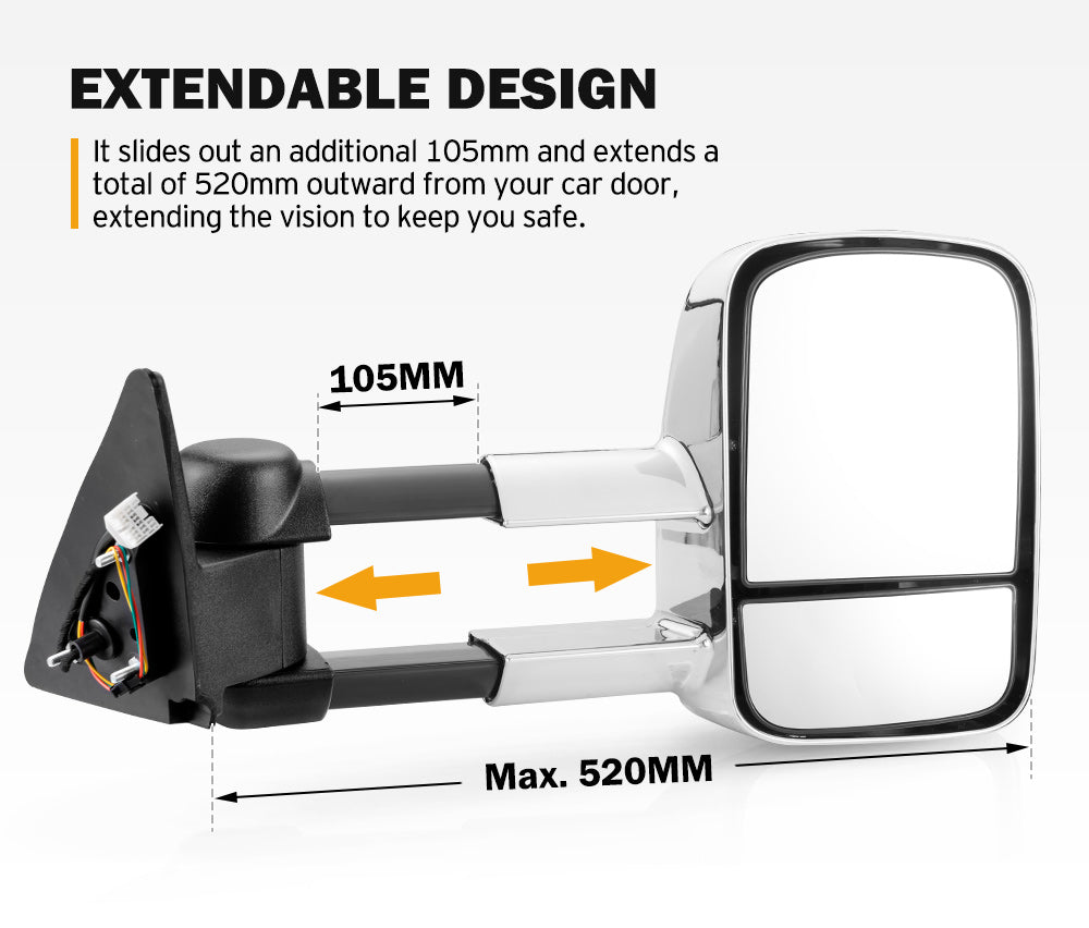 SAN HIMA Pair Extendable Towing Mirrors Gen1 Fit Toyota Landcruiser 100 Series 1998-2007