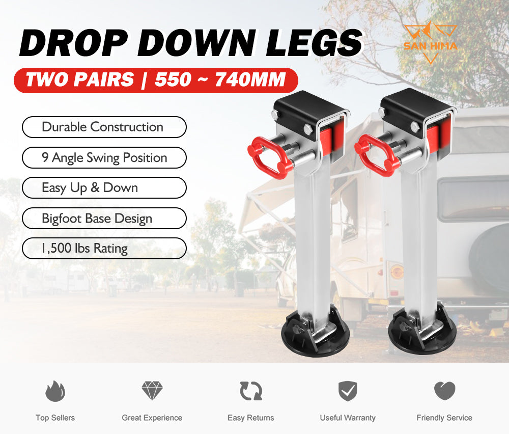 4x 740MM Drop Down Corner Legs 1500LBS Caravan Camper Trailer Stabilizer